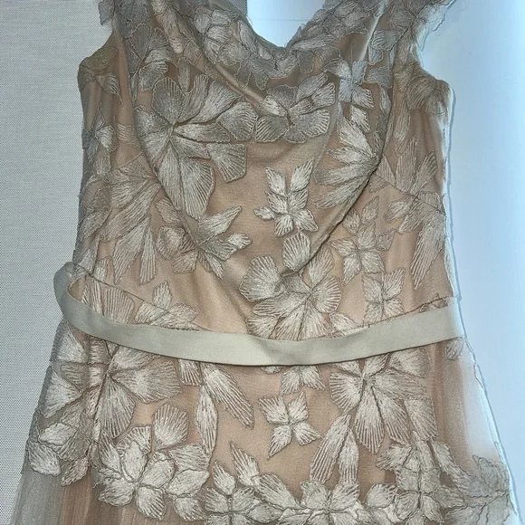 Tadashi Shoji Cream and White Midi Lace Dress - Size 12 - Picture 2 of 4